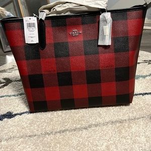 Coach Buffalo Plaid City Tote